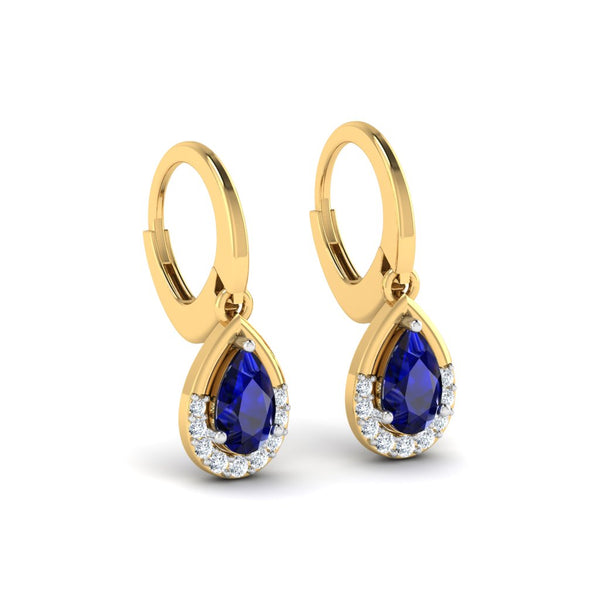 Chalcedony, Diamond & Sapphire Dangle Earrings 14K White Gold